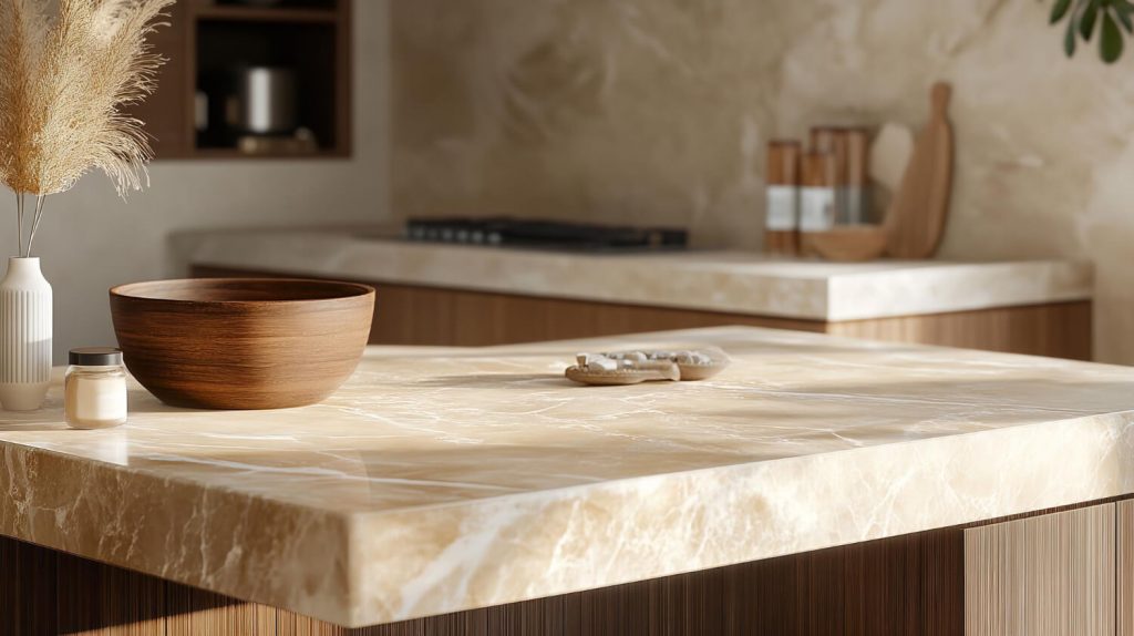 encimera porcelánica beige