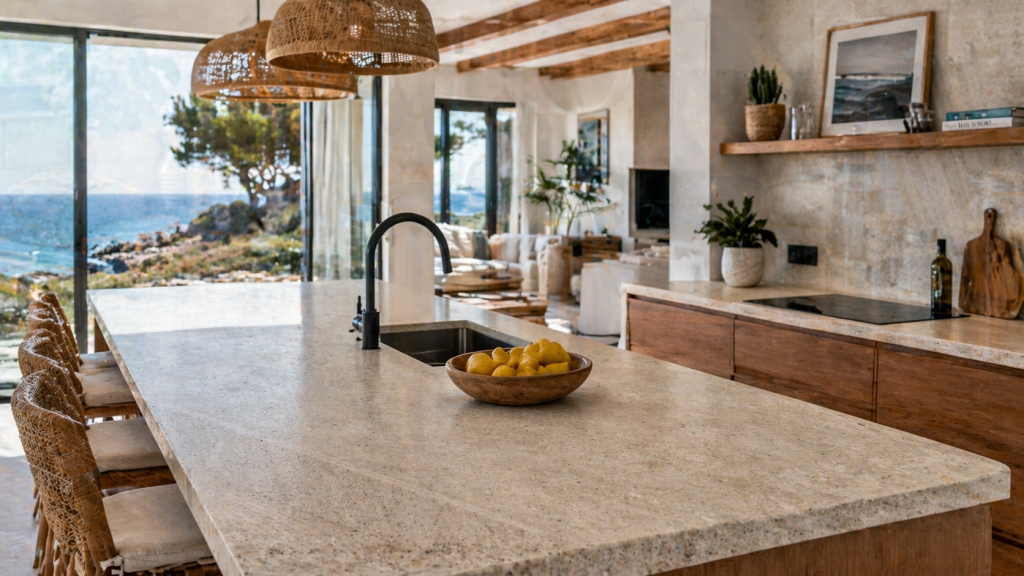 Encimeras para zonas costeras: qué materiales funcionan mejor en pisos y chalets cerca del mar