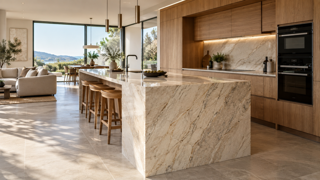 Cómo combinar madera y piedra natural en una cocina contemporánea